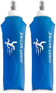 Juszt Active Soft Collapsible Water Bottle - Foldable Water Bottle with Bite Valve 250 ml Gel Flask for Cycling Hiking Running Water Bottle BPA Free Reusable Water Flask for Travel Camping (Green)