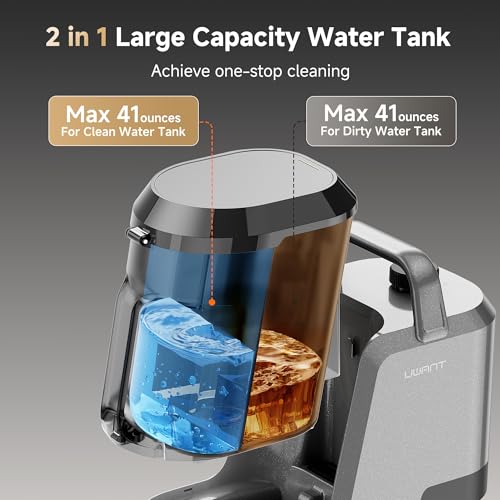 Image of Uwant Carpet Cleaner Machine with Steam&Hot&Cold Water System 18Kpa Powerful Suction Upholstery Cleaner Machine with Pet Pro Cleaner for Pets, Carpet Steam Cleaner (Light Grey)