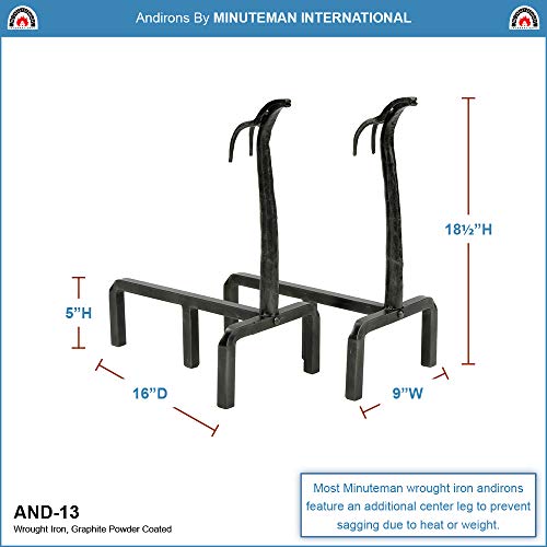 Minuteman International Deer Wrought Iron Fireplace Andirons Pair, Graphite #TOP1