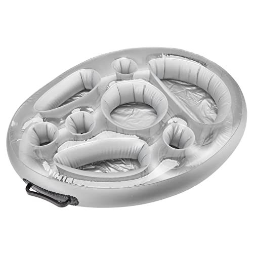 Annadue Porte-Boissons Gonflable, Plateau de Piscine Flottant en PVC, Lit de Glace Gonflable avec Porte-gobelet pour Téléphone Portable aux Fruits du Vin, Flotteur d'eau pour Fête à la Piscine