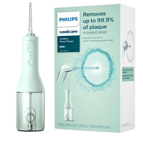 Philips Sonicare ウォーターフロッサー コードレス ? 充電式パワーデンタルウォーターフロッサー 歯用 ポータブル口腔洗浄器 3つの強度設定 360°回転ノズル ? (ミント)