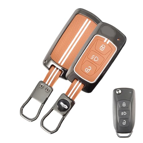 Image of Metal Keycover for Punch, Harrier, Nexon, Altroz, New Safari, Tiago, Tigor - 3 Button Flip Key (Metal Brown)