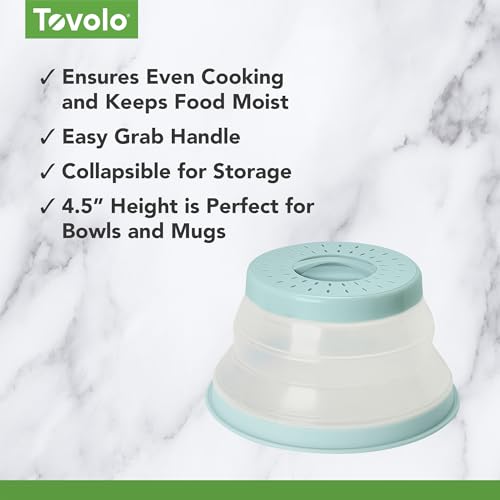 Image of Tovolo Microwave Plate Cover Small in Blue Haze Collapsible Vented Silicone Microwave Splatter Cover, Dishwasher Safe 8 Inch Plate Cover BPA Free Food Guard