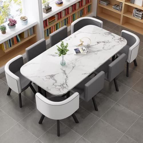 ダイニングテーブルセット 8人掛け ダイニング 7点セット 8人に適小さなスペースのキッチン用 ダイニングテーブルセット リビングルダイニングテーブルとチェアバルコニーオフィスラウンジガーデン会議室ネイルショップ服ストアコーヒーショップ モダンデザインテー