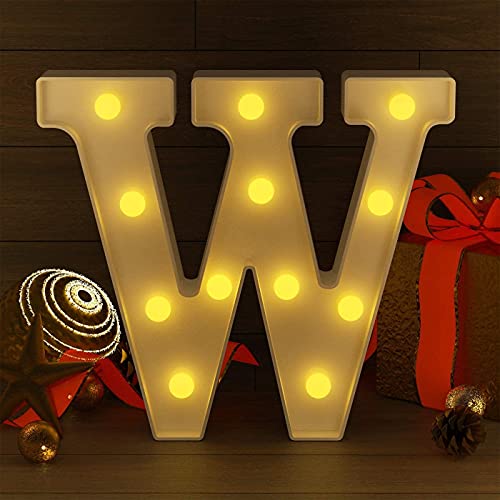 Image of Marquee W Alphabet Shaped LED Light Lamp for Decoration Decore Walls Hanging Birthday Party Wedding (W)