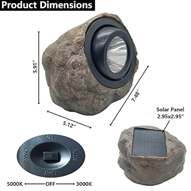 GOODFOEVER Rock Solar Garden Lights LED Spot Lights