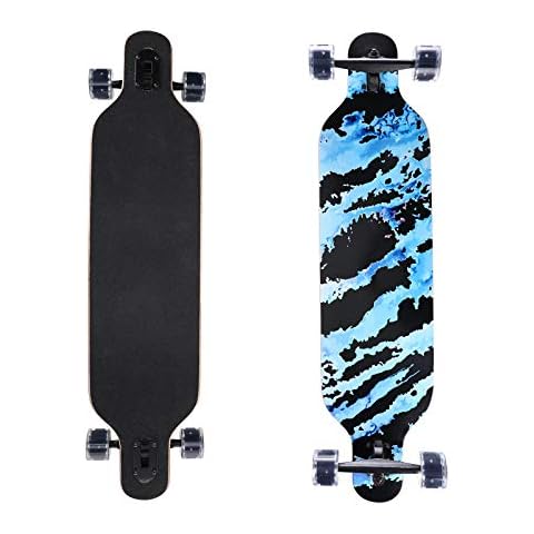 Longboard Komplettboard mit High-Speed ABEC-11 Kugellagern inklusive Flash Wheel Drop Through Freeride Skate Cruiser Boards (Blau) Cover