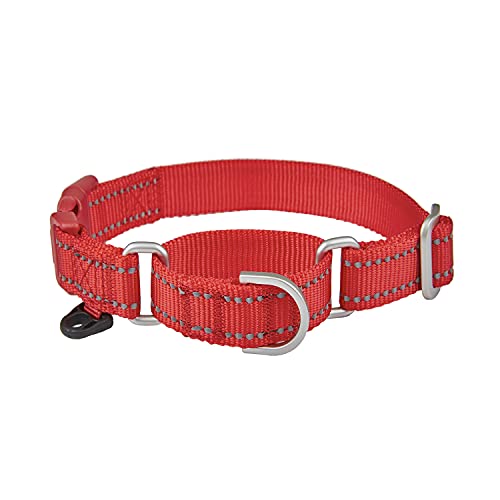 YUDOTE Reflektierende Martingale Hundehalsbänder,ausbruchsicheres Anti-Zug-Trainingshalsband mit Sicherheits-Schnellverschluss für schmale Kopfhunde erleichtern das Gehen,Mittel,Rot