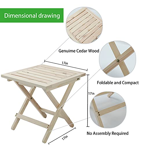 Kunste Outdoor Wooden Adirondack Chairs Lightweight Two Folding Chairs With Portable Side Table For Yard Patio Garden Lawn (Natural) #TOP3