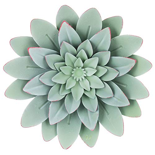 Everydecor 3D Metal Succulent Wall Decor - Green, Hand Painted, Hanging Metal Flowers Wall Decor For Living Room, Bedroom, Kitchen, Bathroom - Flower Wall Art For Indoor & Outdoor Decor #TOP4