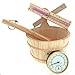Dewello Holz Aufgussset Saunaset 4-teilig, Lieferumfang:Eimer&Kelle&Sanduhr&Thermometer