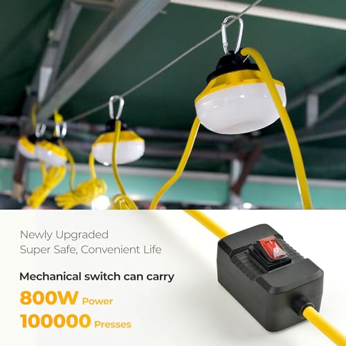 Hyanglux 100Ft Switch Led String Lights: 100W 11000Lm Etl Certified Bright Industrial Outdoor Temporary Lighting Construction Hanging Ip65 Waterproof 18Awg Wire Work Light For Attic Jobsite Garage thumb #1