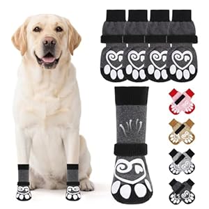KOOLTAIL Dog Socks for Hot/Cold Pavement to Prevent Licking Paws,Dog Boots&Paw Protector for Hardwood Floors Anti Slip,Traction Control Booties for Small Medium Large Senior Dogs