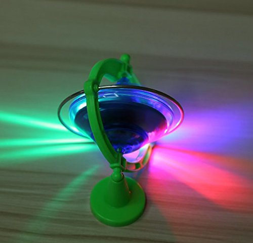 URBeauty 2PCS LED Light Up with Music Launcher Gyro Spinning Top Rainbow Colors Change Glow in the Dark Toy At Color Randomly
