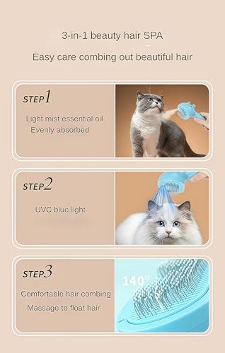 Image of Cat Steam Brush for Indoor Cats - Gentle Cat Hair Brush with Steam Mist, Self-Cleaning Feature, and Quiet Massage Function - Perfect for Shedding, Tangles, and Grooming | Steam Brush for Cats