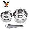 Parrot Feeding Bowls, Bird Cage Cups Holder – Stainless Steel Food and Water Dish, Bird Feeders with Clamp for Parakeet…