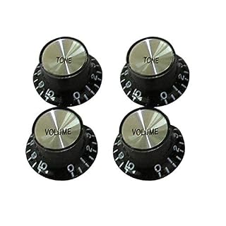 Guitar Tech GT505 Lot de 4 Boutons de Potentiomètre Noir - Les Beatles, Paul McCartney, John Lennon, RIngo Starr, George Harrison