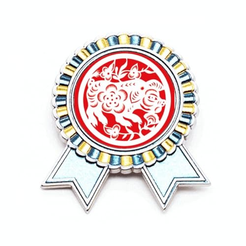 Broche en papier découpé cochon en métal taille M pour accessoire de mode