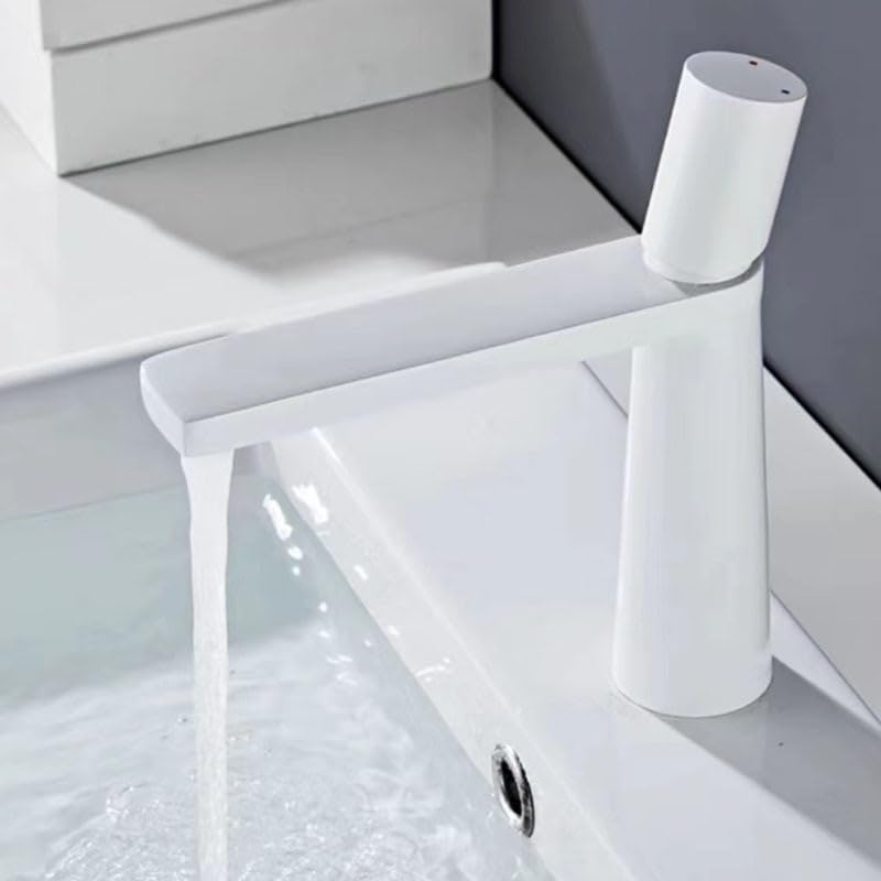 Robinet de salle de bain en laiton mélangeur eau chaude froide blanc