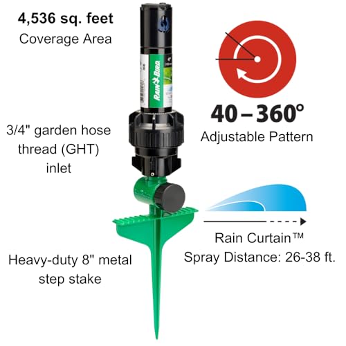 Rain Bird 42SASPG 42SA Gear Drive Rotor Lawn and Garden Sprinkler on Heavy Duty Green Spike, Adjustable 40° - 360° Pattern, 26' - 38' Spray Distance - Thumbnail 2