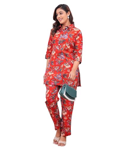 Image of Nevisha Style Printed Cotton Co-ord Set For Women's | Kurta With Pant Set For Women's | Cotton Co-ord Set For Women's