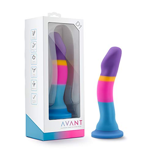 Blush Avant D1 Hot ‘N’ Cool - 7 1/2 Inch Beginner Platinum Cured Silicone Strap On Dildo - Pegging Prostate Massage - Easy To Clean Suction Cup Harness Compatible - Hands Free Colorful Female Sex Toy #TOP7