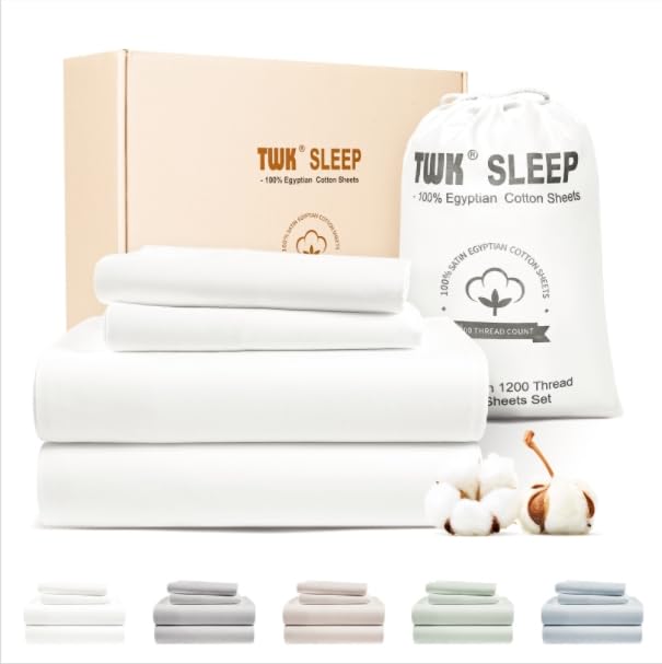1200 TC 100% Egyptian Long-Staple Cotton Bedding Sheets Set, Luxu...