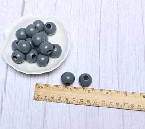 50pcs 20mm Macrame Wood Beads Dark Grey Dyed Large Hole Wooden Beads for DIY Handmade Project Crafts (8mm Hole) - Image 4