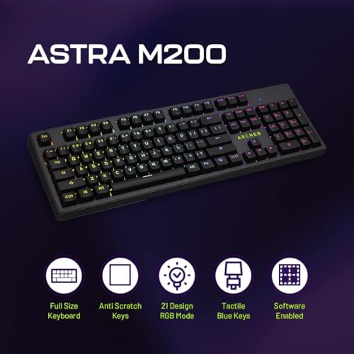 Image of Archer Tech Lab Mechanical Gaming Keyboard (Bluetooth / 2.4GHz Wireless /Wired) Programmable 84 Keys Full Anti-Ghosting, Clicky Blue Switches, 20 RGB Effects| for Laptop Mac PS4 PS5 Xbox (Astra M200)