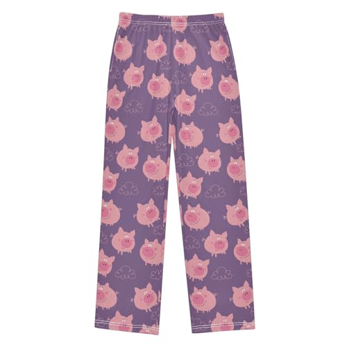 Lovely Pig Cloud Boys Long Pants Soft Trousers Elastic Waist Kids Lounge Bottoms with Pockets S-XL