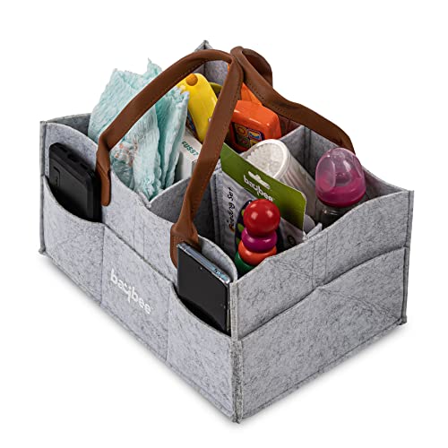 Image of BAYBEE Stylish & Modern Diaper Bag for Mothers for Travel | Large Capacity Storage Diaper Bag | Strong & Sturdy Baby Organizer Storage | Portable & Travel Friendly Diapers Caddy Organizer (Grey)