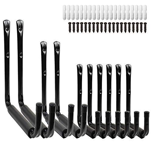 CoolYeah Garage and Garden Storage Utility Hooks with Jumbo Arm, 3 Sizes (Pack of 10)