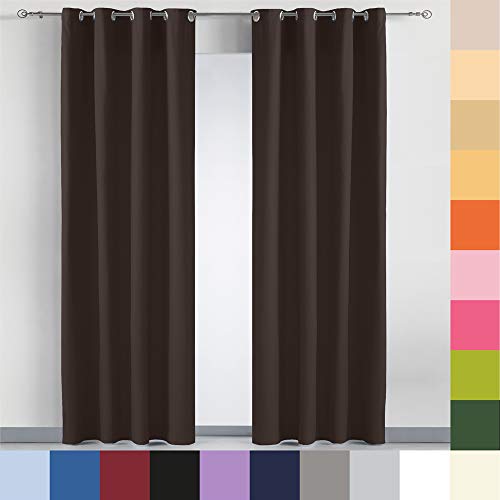 B BARCELOHOGAR Barceló Hogar - Cortina Loneta Basic, 1 Unidad, Confeccionada 8 Ollaos de 40 mm, Medida 1,40x2,60 MT, Cortina Opaca Color Choco para Habitación, Salón o Dormitorio de Fácil Colocación.