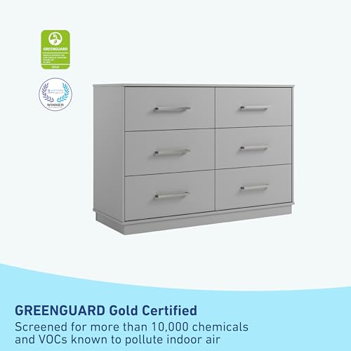 Image of Graco Essentials 6 Drawer Bedroom Dresser, Pebble Gray