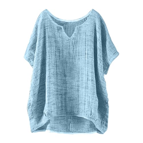 Blusas Mujer Verano Manga Corta Basica Tallas Grandes Camisetas Algodón y Lino Moda Vestir Camisas Elegantes Cómoda Blusa Transpirable Boda Camiseta Informal Shirts Oficina Tops Trabajo 2025