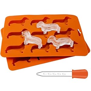 Crethink Ice Cube Trays, chocoladevorm, teckel hondenvormige siliconen kubus mal en lade met druppelaar