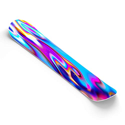 Snowboard Wrap Graphic Sticker Skin Cover - Includes Breakaway Knife - Universal Fit up to 65 inches and 14 inches Wide - Aqua Purple Swirl Iridescent