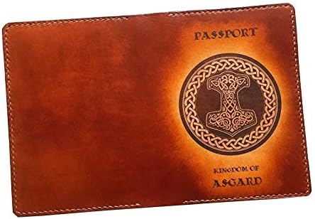 Asgard Asgardian genuine leather handmade passport wallet holder cover travel acessories - 1LE
