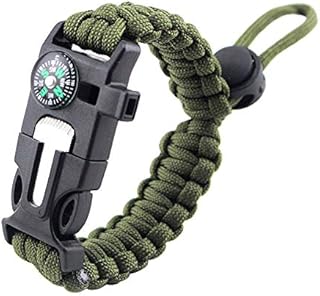 MansWill Adjustable 5 in 1 Survival Bracelet, New 7 Core Paracord Emergency Sports Wristband Gear Kit Waterproof Compass, Rescue Whistle, Fire Starter Multi-Tool Wilderness Adventure Accessories