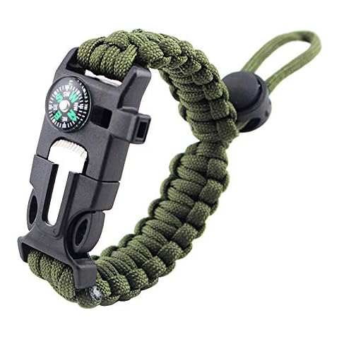 MansWill Adjustable 5 in 1 Survival Bracelet, New 7 Core Paracord Emergency Sports Wristband Gear Kit Waterproof Compass, Rescue Whistle, Fire Starter Multi-Tool Wilderness Adventure Accessories Cover