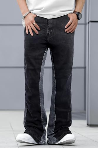 GINGTTO Men's Slim Fit Jeans Flared Stacked Denim Pants Hip Hop Streetwear2