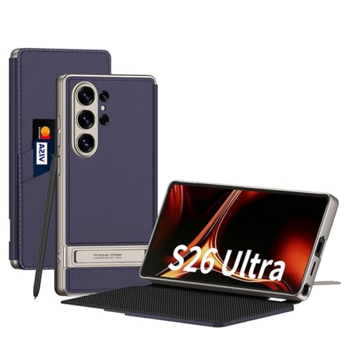 Coque Samsung S26 Ultra en cuir violet avec support et fente carte pour un quotidien stylé