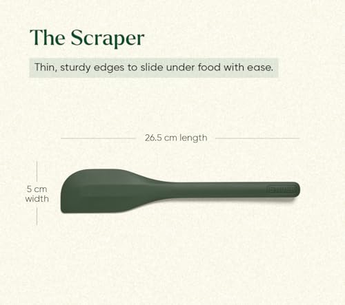 Image of Ember Cookware Silicone Spatula Set of 3 - Stir, Flip & Scraper | Platinum Grade Food Safe | Heat Resistant Up to 230C | Seamless Unibody Design | Green