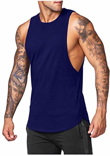Regata Cavada Longline Oversized treino casual academia musculação balada (G, Marinho)