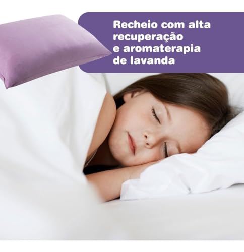 Travesseiro Infantil Com Aromaterapia Lavanda Antialérgico 30x45cm Toque Macio Confortável