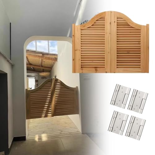 Porte a battente in legno massello con apertura ad arco superiore ad arco, porta battente interna a battente per bar, cucina, bagno, include 4 cerniere, ideale per ingresso (larghezza 70 cm)