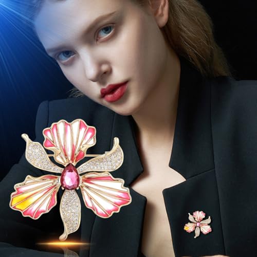Image of Flower Brooch Pin Gold-Plated Enamel Brooch Lapel Pins Flower Jewelry for Women