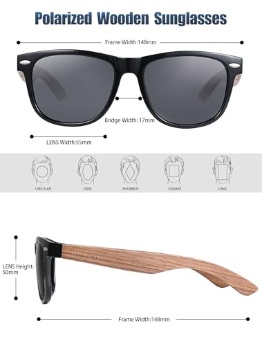 Polarized Wooden Sunglass for Men: UV400 Protection Reduce Glare - Best Gift for Beach Camping Driving2