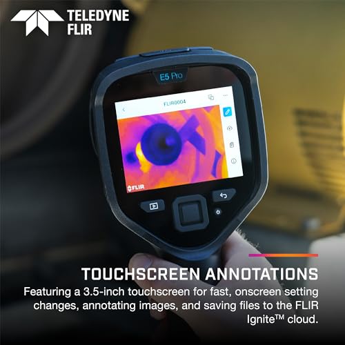 Image of FLIR E5 Pro - Commercial Thermal Imaging Camera with Wifi. High Resolution Infrared Camera with FLIR Ignite Cloud | Infrared camera, -20 to 400C, MSX, 9Hz, Li-Ion battery, case, commercial inspection
