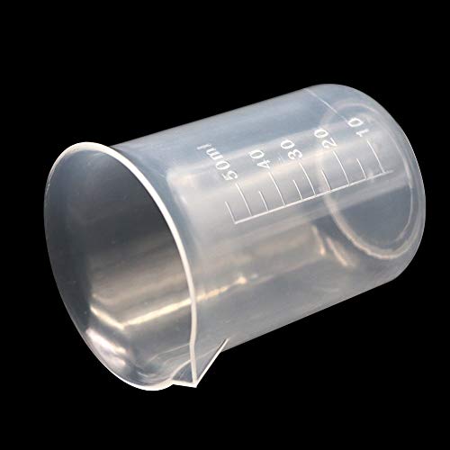 6 Pack 50Ml Lab Plastic Graduated Beaker Transparent Measuring Beaker Cup Mixing Cup Liquid Container For Science Lab #TOP5